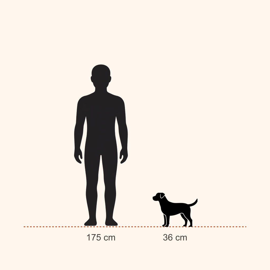 Jagdterrier için yaklaşık boy karşılaştırması